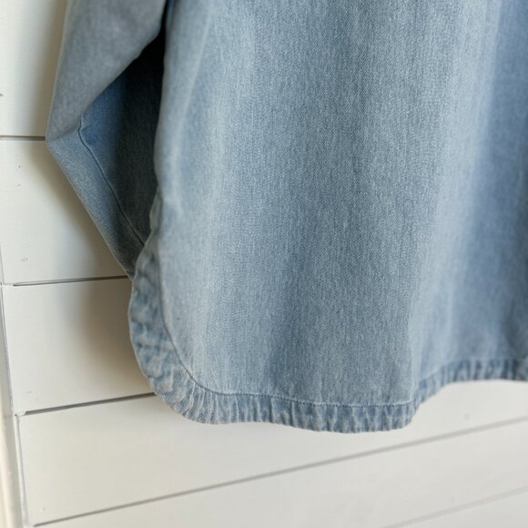 Womens Denim Shacket Shirt Tunic Length Light Denim Heavyweight - Picture 6 of 6